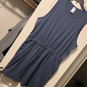 Sleeveless Navy Midi Dress with Drawstring Waist